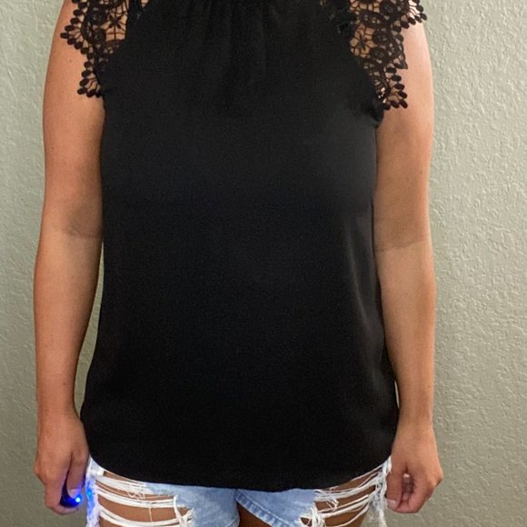 Black Lace Dressy Blouse - Picture 2 of 3